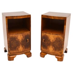 Pair of Art Deco Burr Walnut Bedside Cabinets