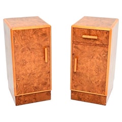 Pair of Art Deco Burr Walnut Bedside Cabinets