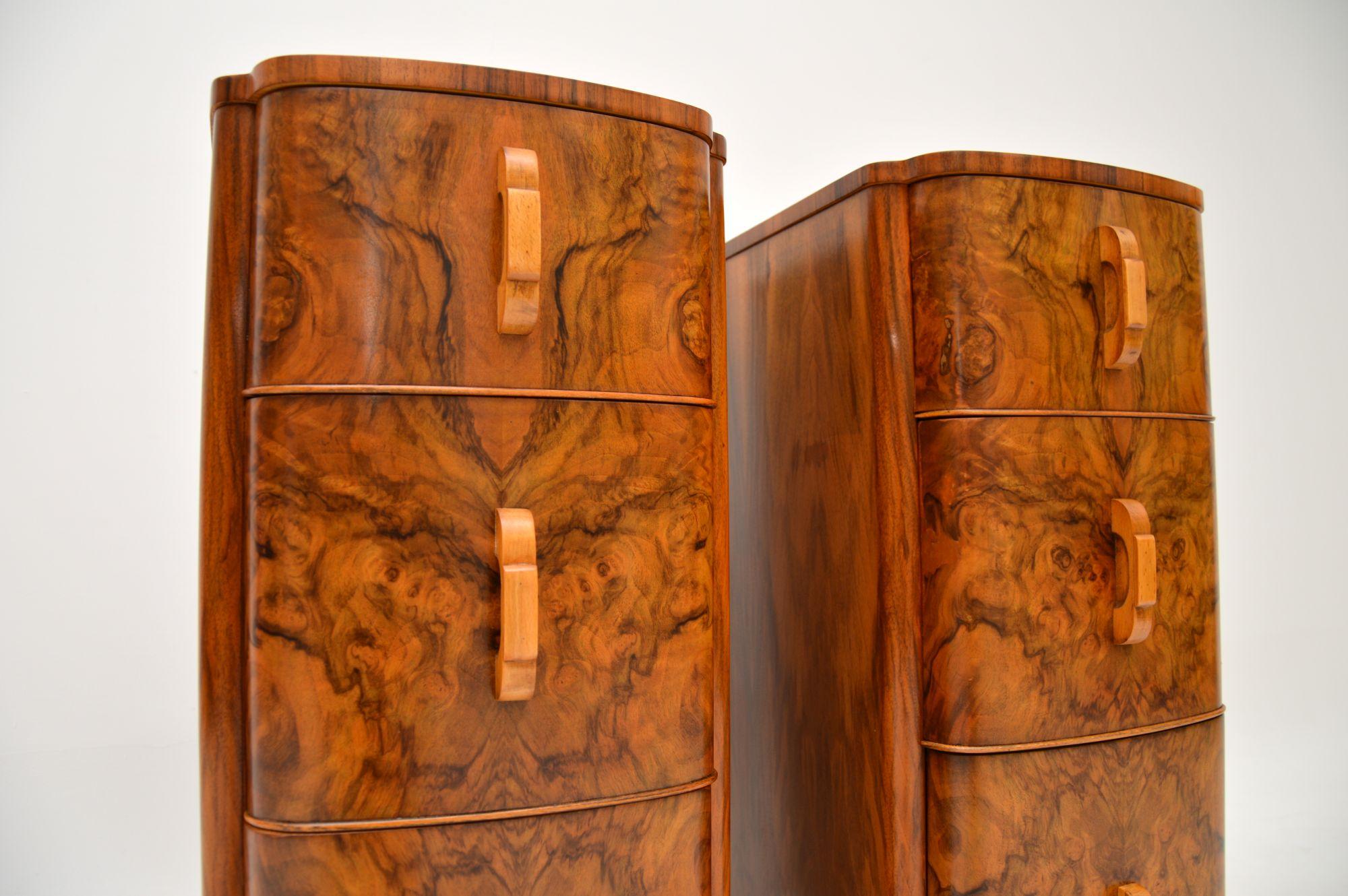 Pair of Art Deco Burr Walnut Bedside Chests 5