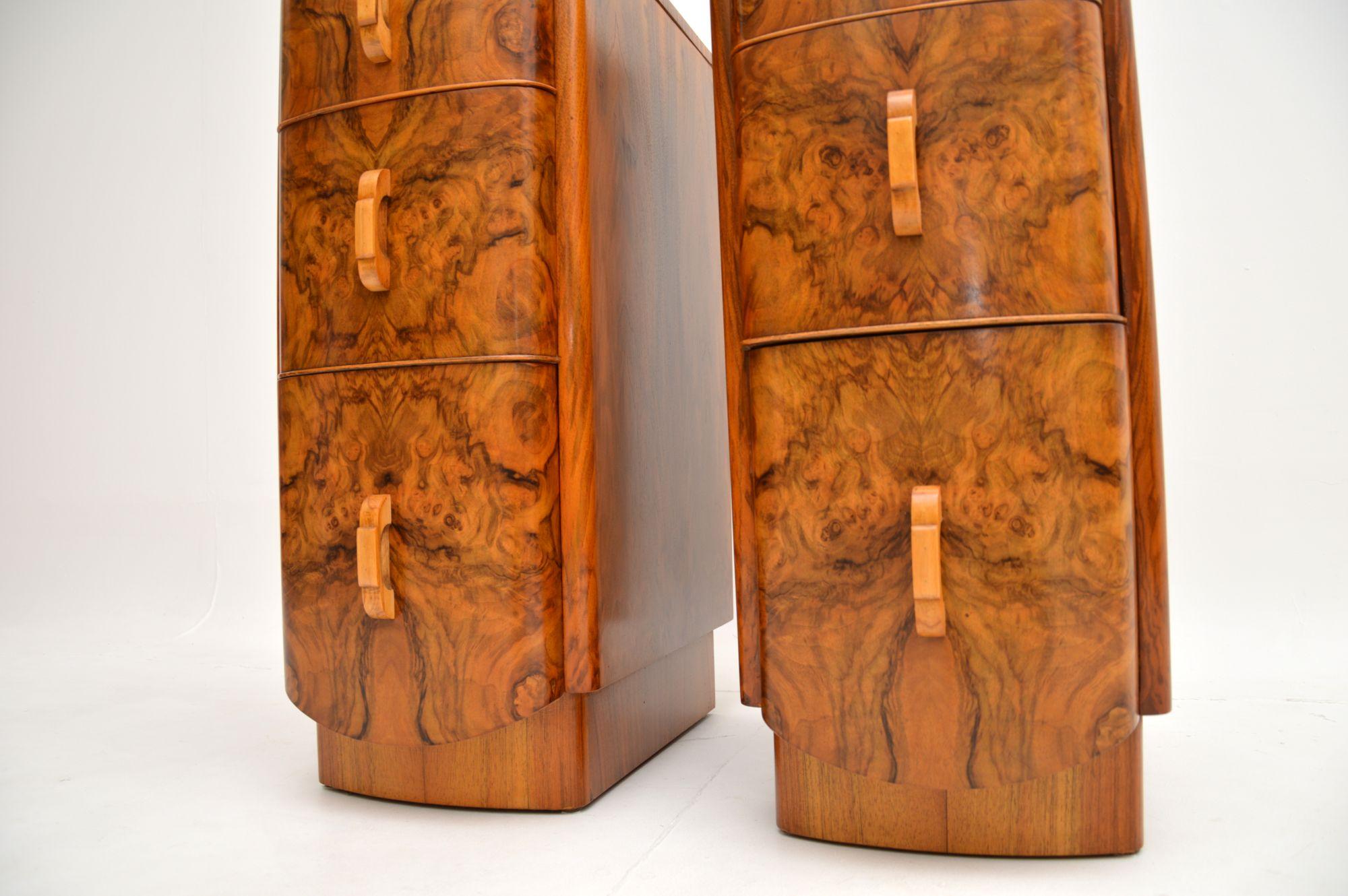 Pair of Art Deco Burr Walnut Bedside Chests 6