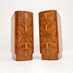 Pair of Art Deco Burr Walnut Bedside Chests