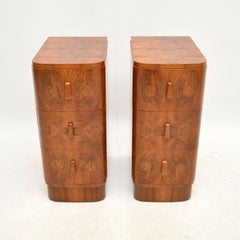 Pair of Art Deco Burr Walnut Bedside Chests