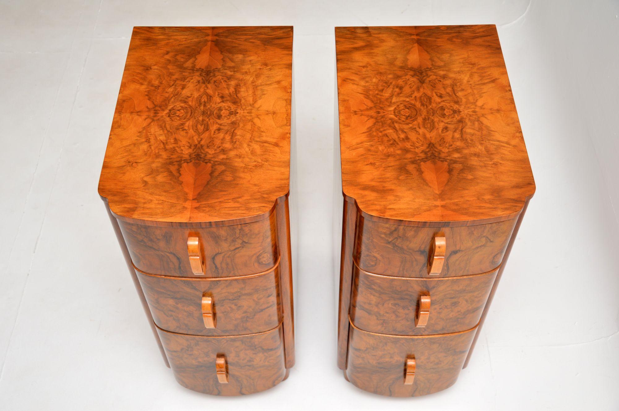 Pair of Art Deco Burr Walnut Bedside Chests 2
