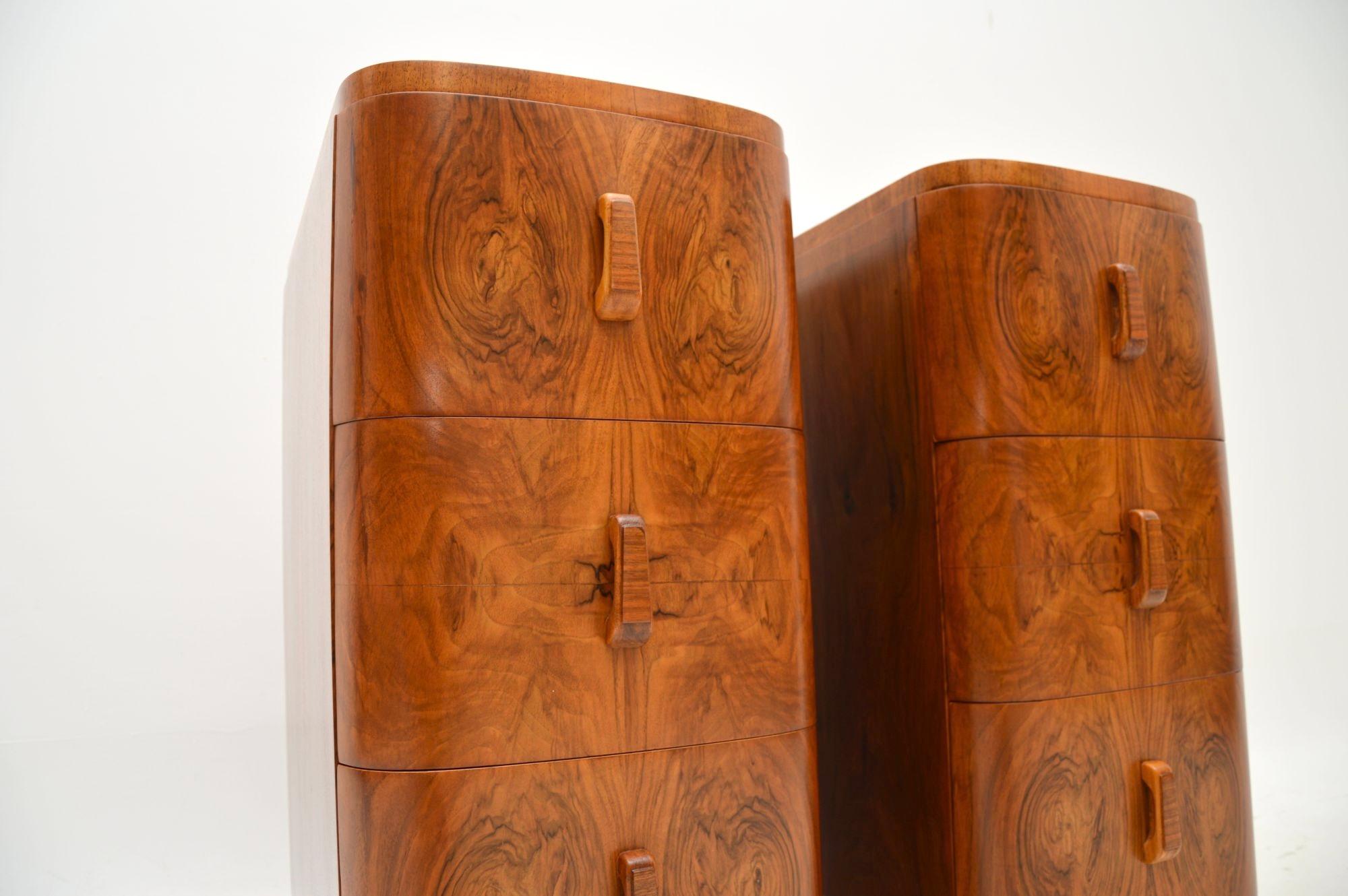 Pair of Art Deco Burr Walnut Bedside Chests 3