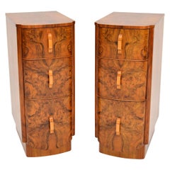 Pair of Art Deco Burr Walnut Bedside Chests
