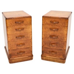 Pair of Art Deco Burr Walnut Bedside Chests