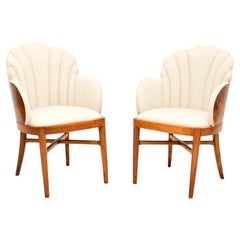 Pair of Art Deco Burr Walnut Cloud Back Armchairs
