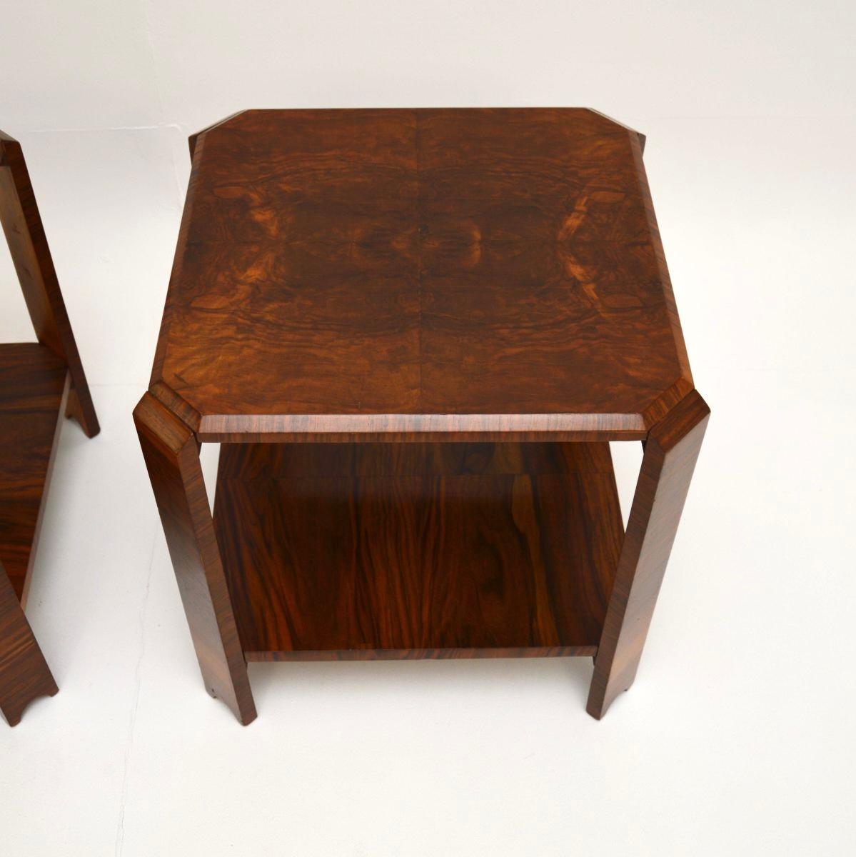 Pair of Art Deco Burr Walnut Side Tables In Good Condition For Sale In London, GB