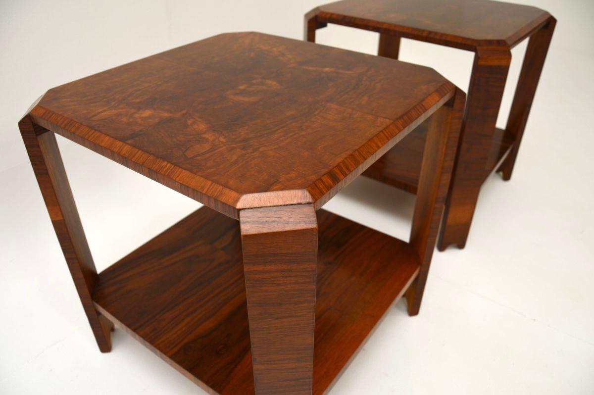 Mid-20th Century Pair of Art Deco Burr Walnut Side Tables For Sale