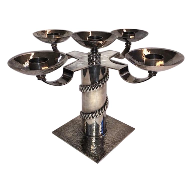 Pair of Art Deco Candle Holders Done by Jean Despres at 1stDibs