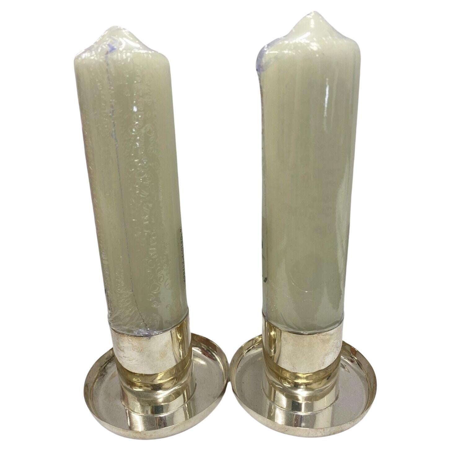 Pair of Art Deco Candle Holders in Sterling Silver