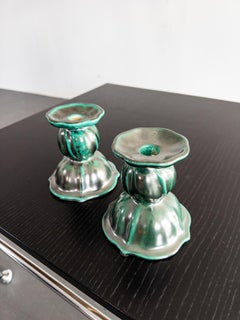 Pair of Art Deco Candlesticks by Upsala Ekeby, Sweden, 1930s