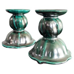 Coppia di candelieri Art Déco di Upsala Ekeby, Svezia, anni '30