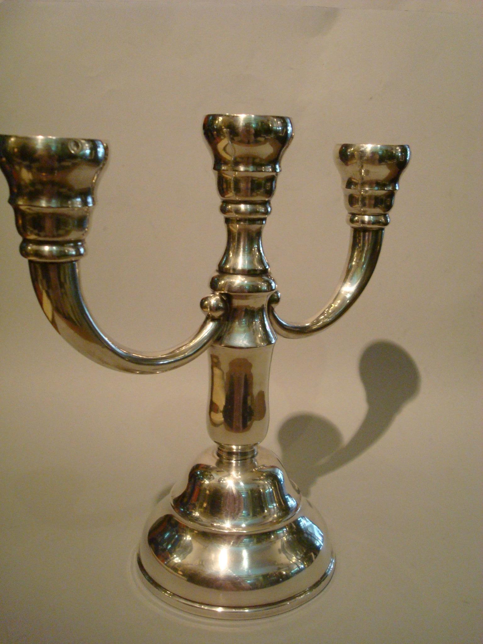 Pair of Art Deco Candlesticks Made of Italian Silver, circa 1920s For Sale 6