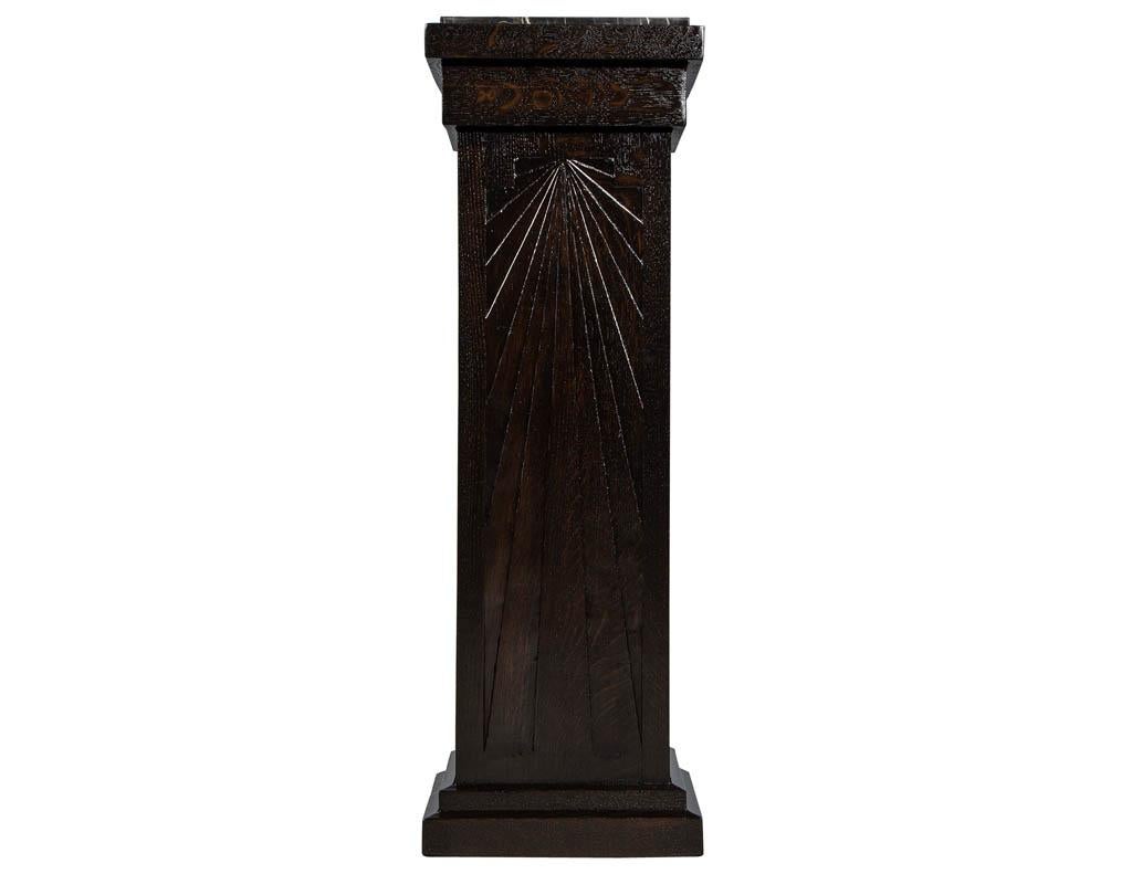 Pair of Art Deco Carved Column Pedestal Stands For Sale 1