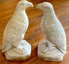 Pair of Art Deco Cast Aluminum Seated Garden Eagles