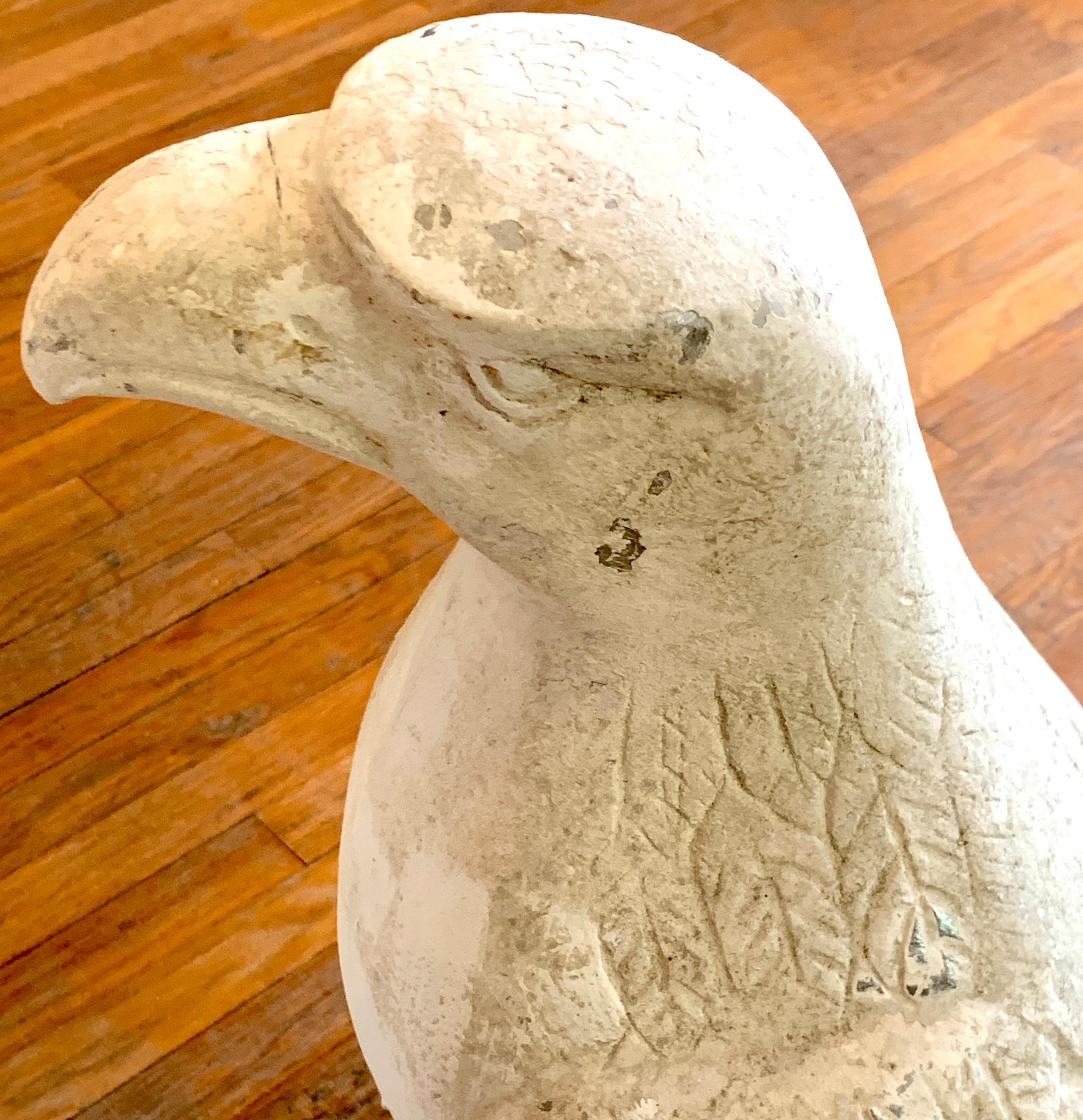 Pair of Art Deco Cast Aluminum Seated Garden Eagles 1
