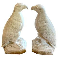 Pair of Art Deco Cast Aluminum Seated Garden Eagles