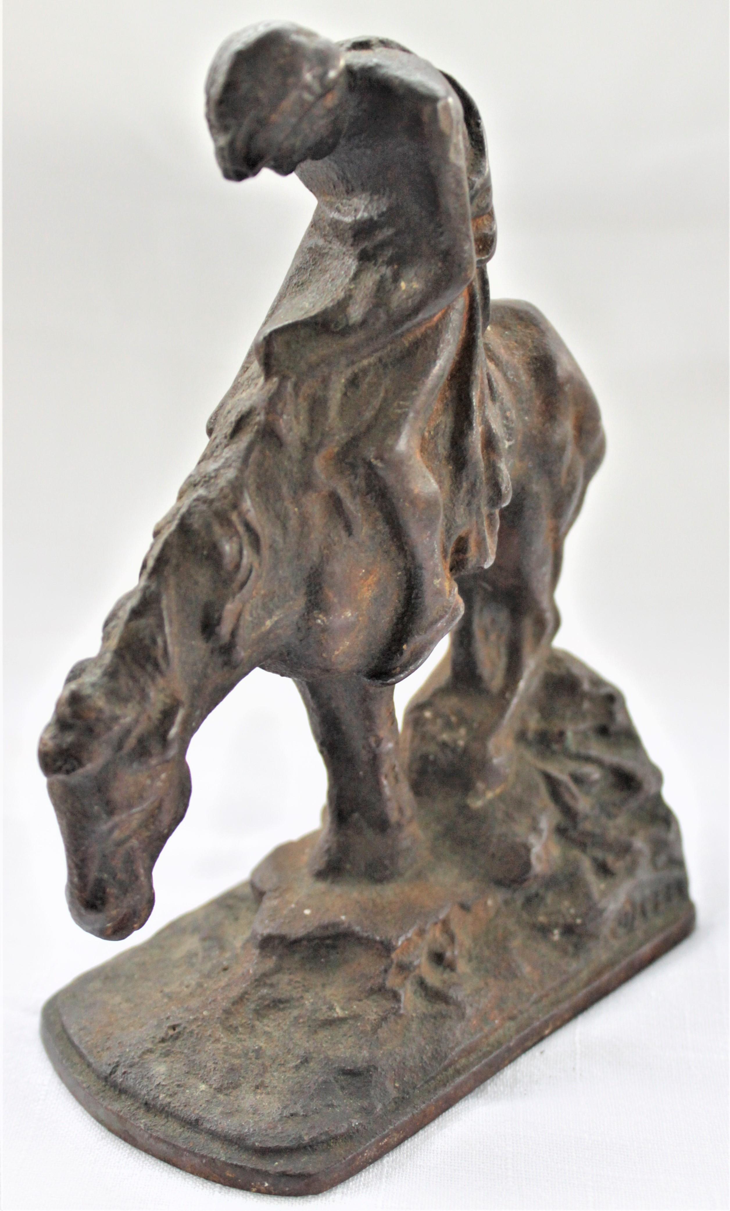 Paire de serre-livres sculpturaux en métal bronzé Art Déco à thème de cow-boy occidental en vente 3