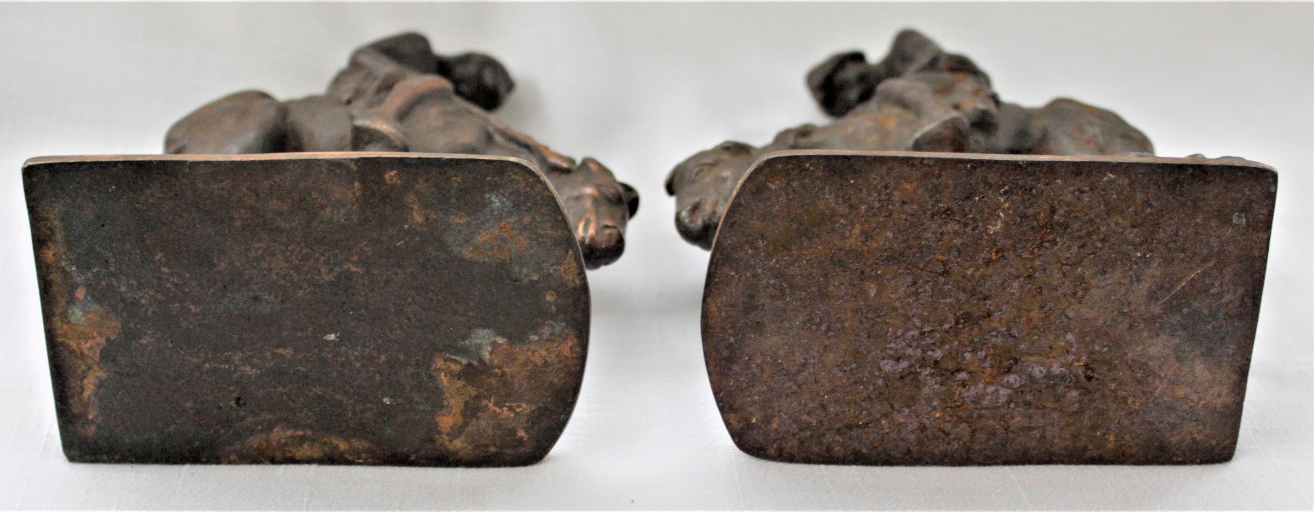 20th Century Pair of Art Deco Cast Bronzed Metal Western Cowboy Themed Sculptural Bookends For Sale