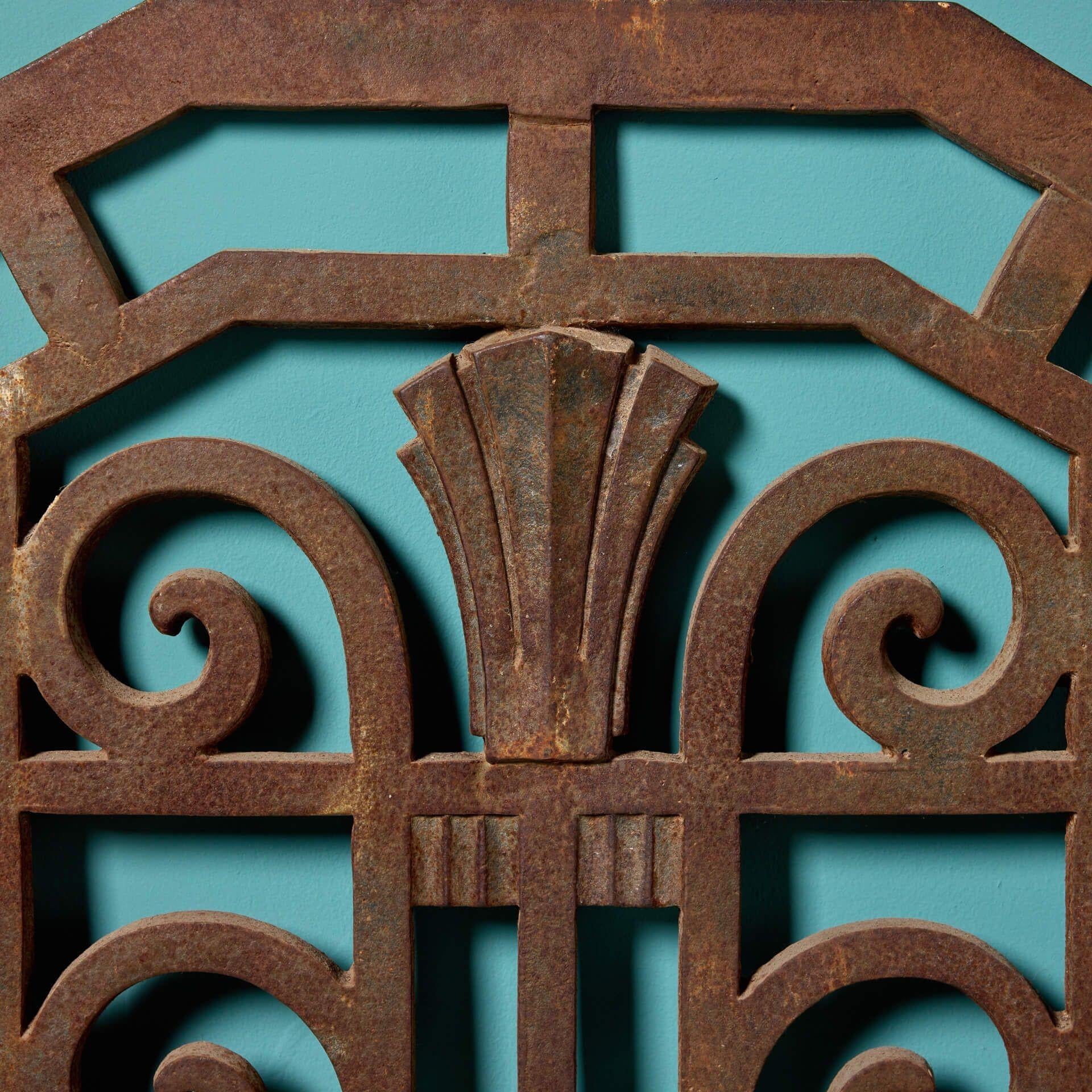 20th Century Pair of Art Deco Cast Iron Decorative Panels For Sale