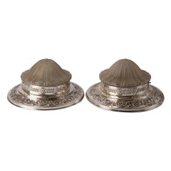 Pair of Art Deco Ceilings Glass and Silver Bronze