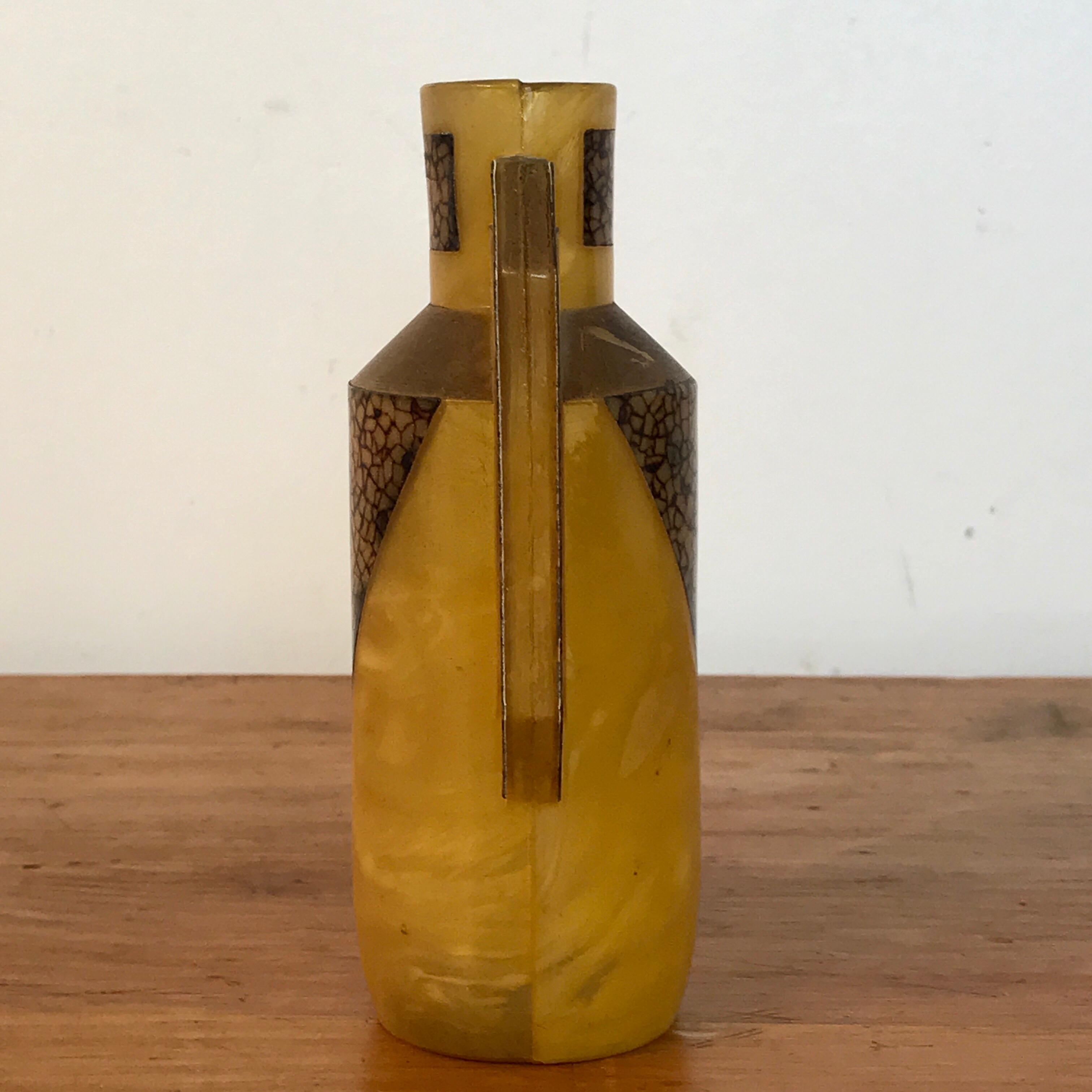 Pair of Art Deco Celluloid Handled Vases For Sale at 1stDibs