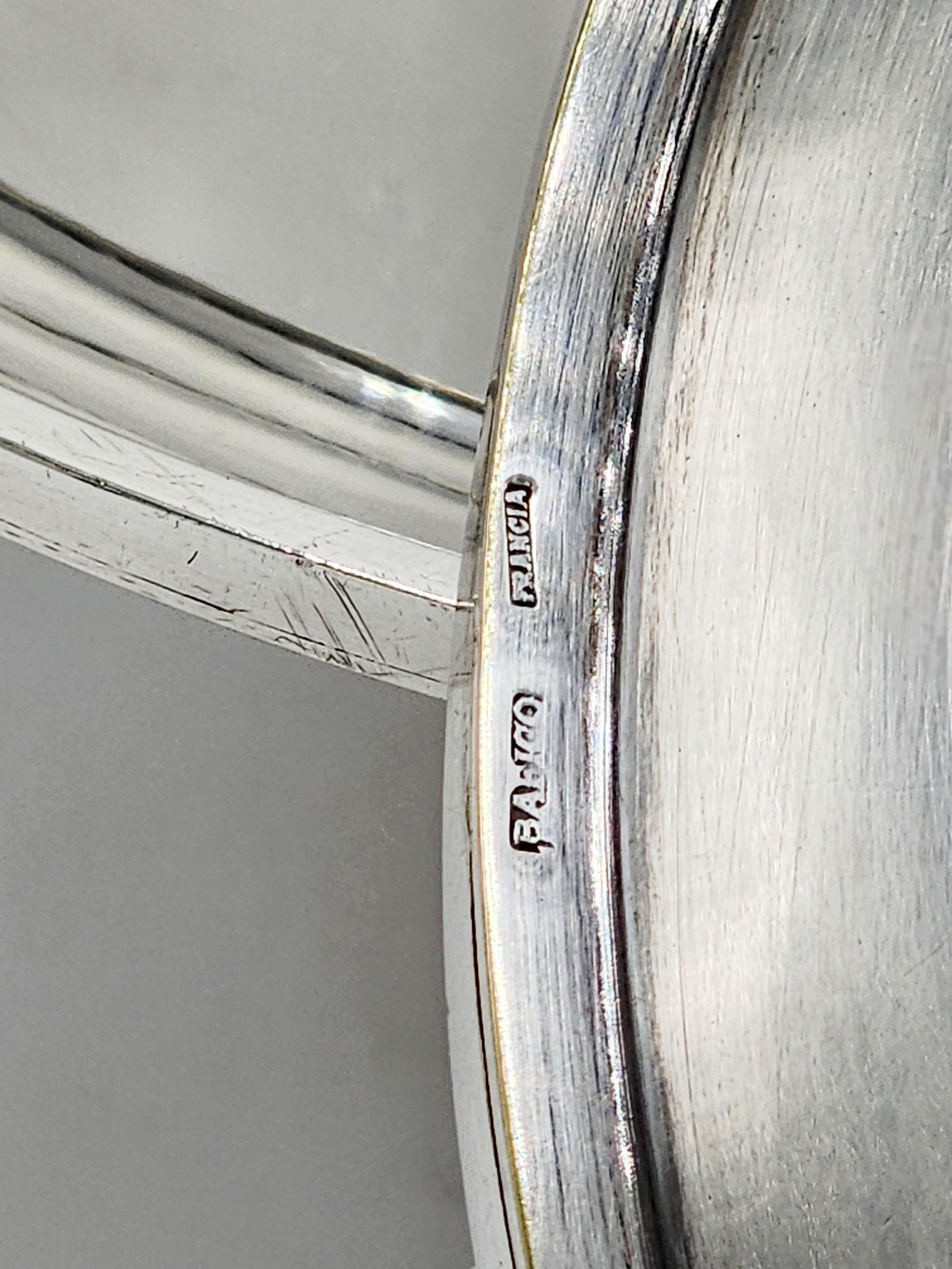 Pair of Art Deco Centerpieces in Silver Metal and Wood from Bafico, France For Sale 1