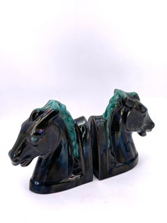 Pair of Art Deco Ceramic Horse Bookends