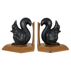 Pair of Art Deco ceramic Squirrels bookends, 1940's, France, animals