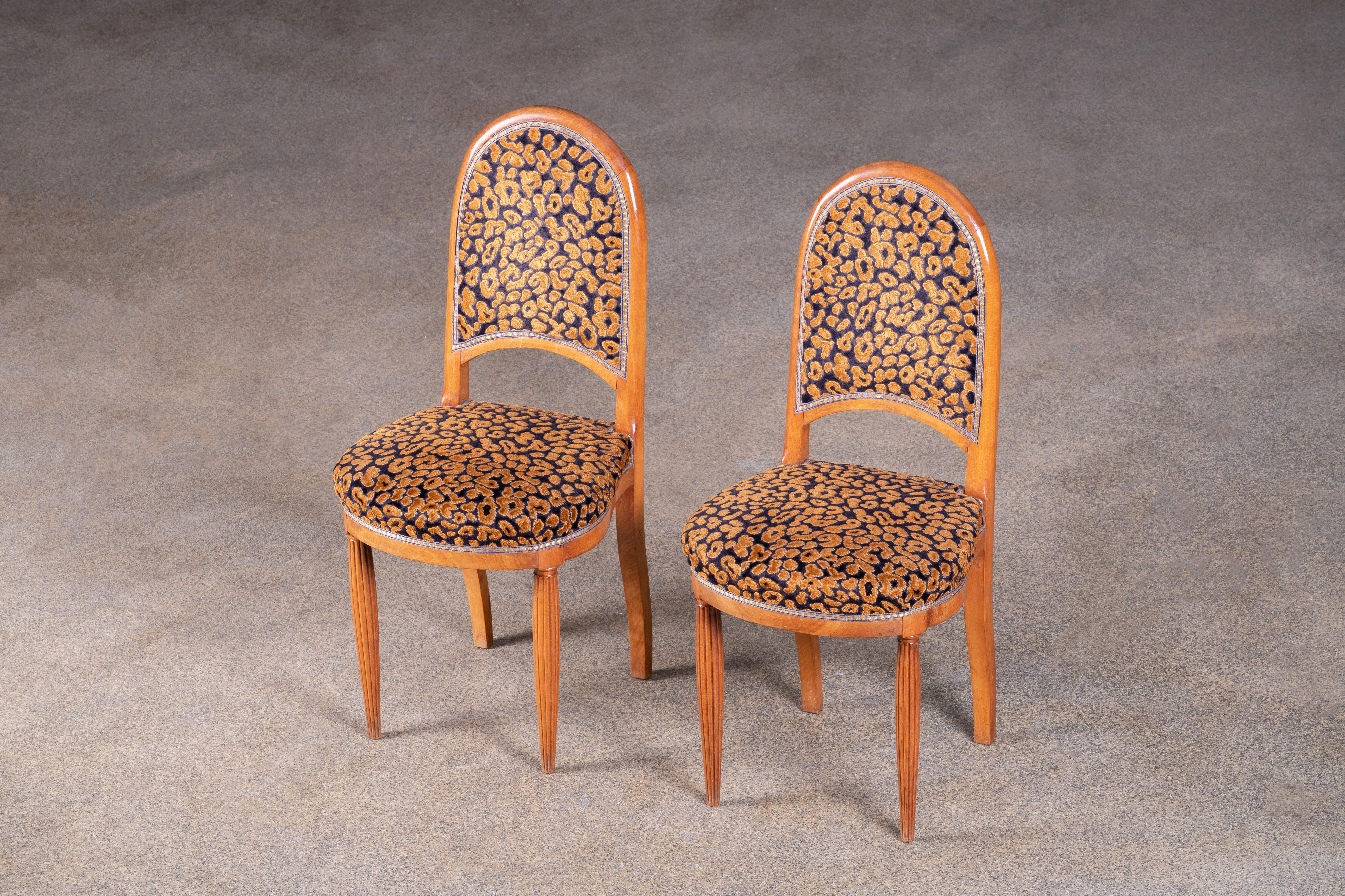 Pair of Art Deco Dining Chairs by Jallot, France, Circa 1930 For Sale 7