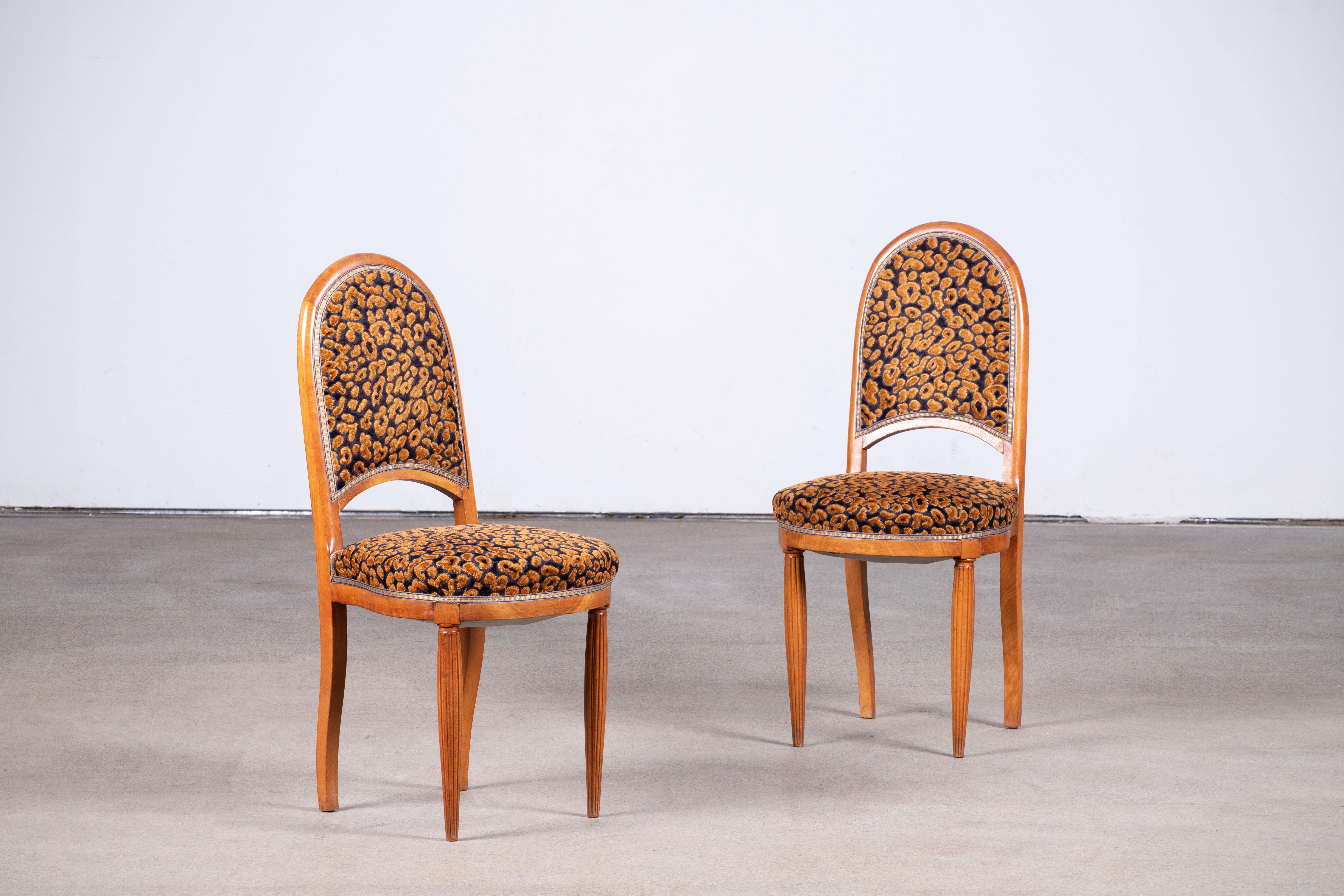 Paire de chaises Art déco attribuées à Maurice Jallot, vers 1940 Bon état - En vente à Wiesbaden, DE