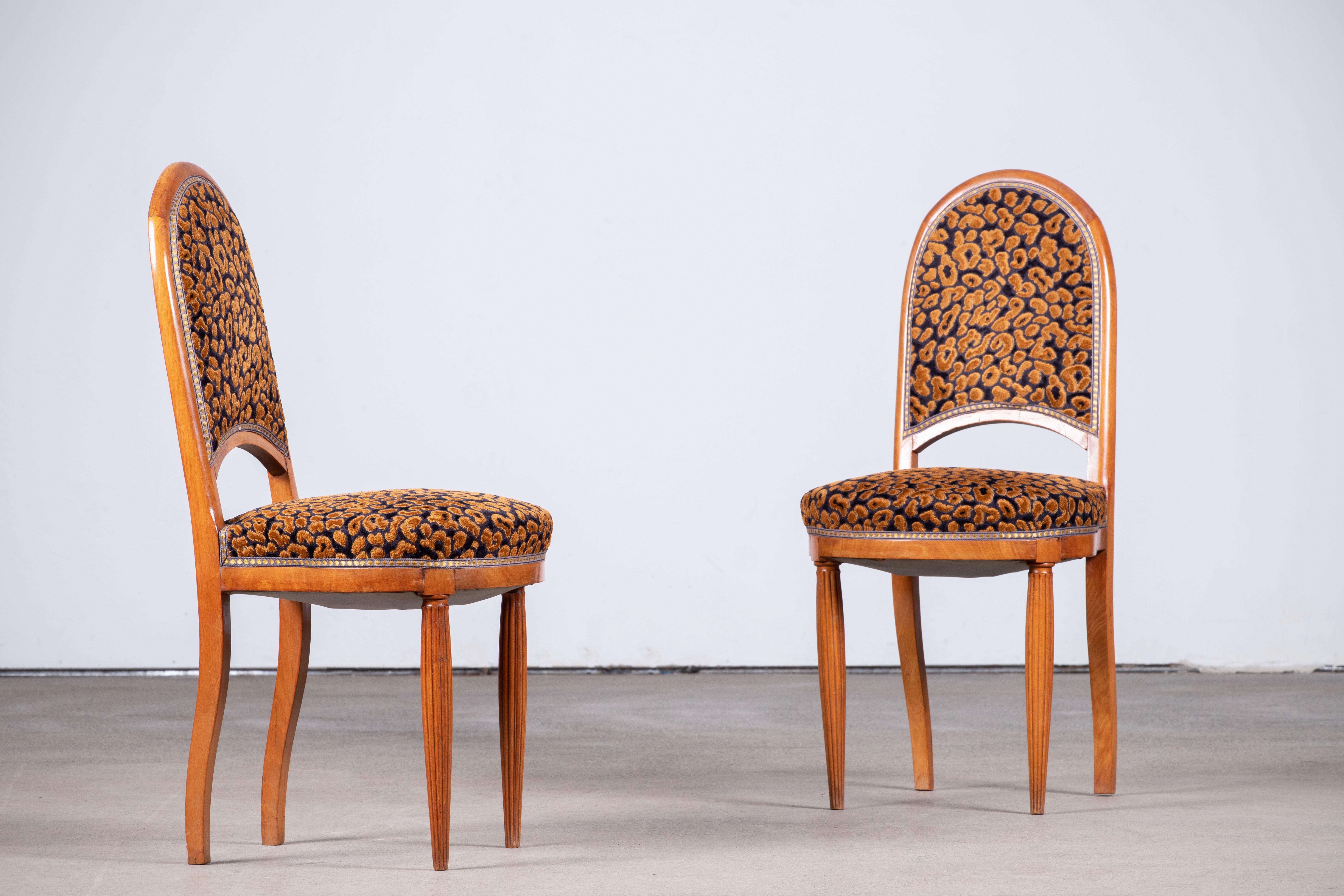Milieu du XXe siècle Paire de chaises Art déco attribuées à Maurice Jallot, vers 1940 en vente