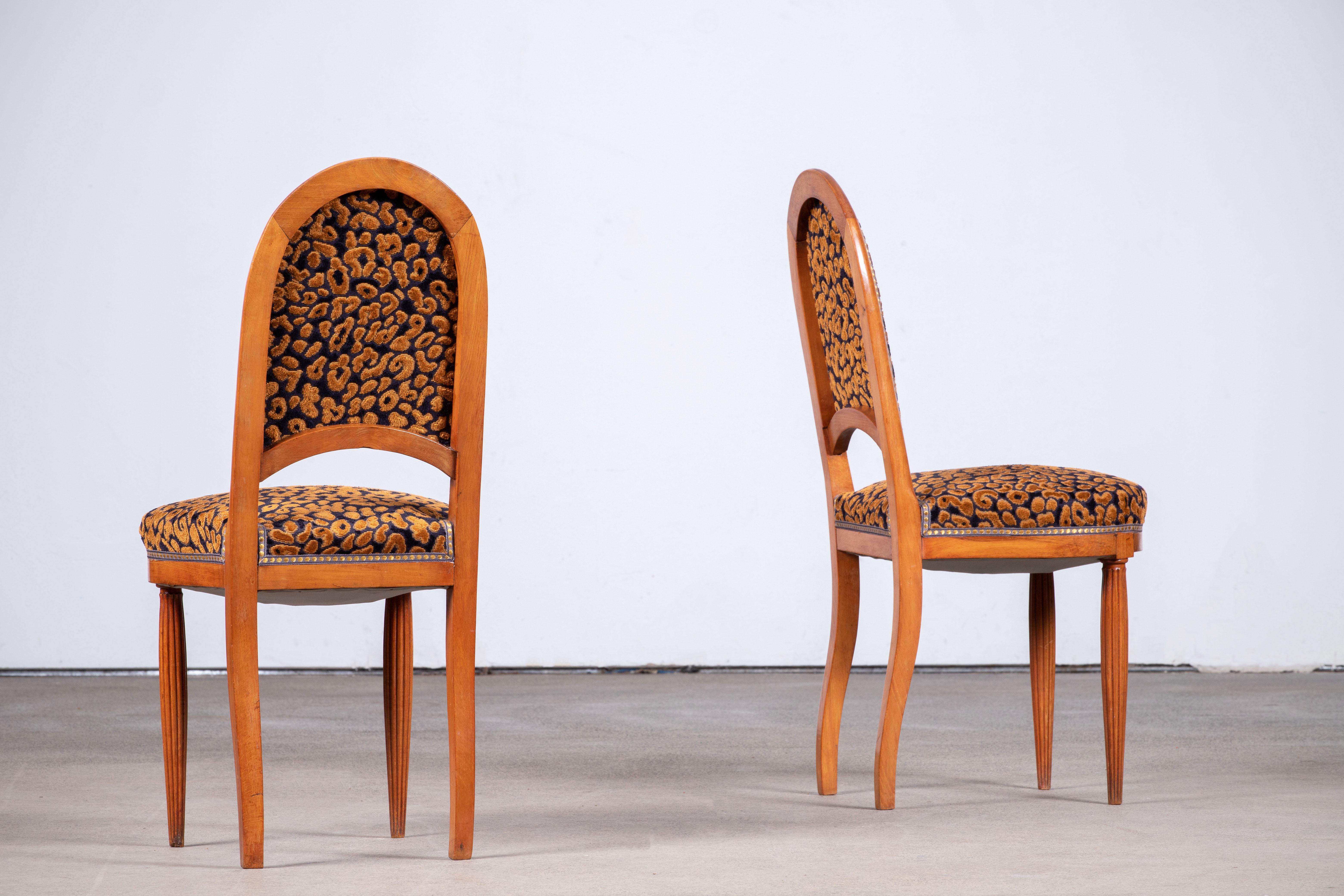 Mahogany Pair of Art Deco Chairs Att. Maurice Jallot, c1940 For Sale