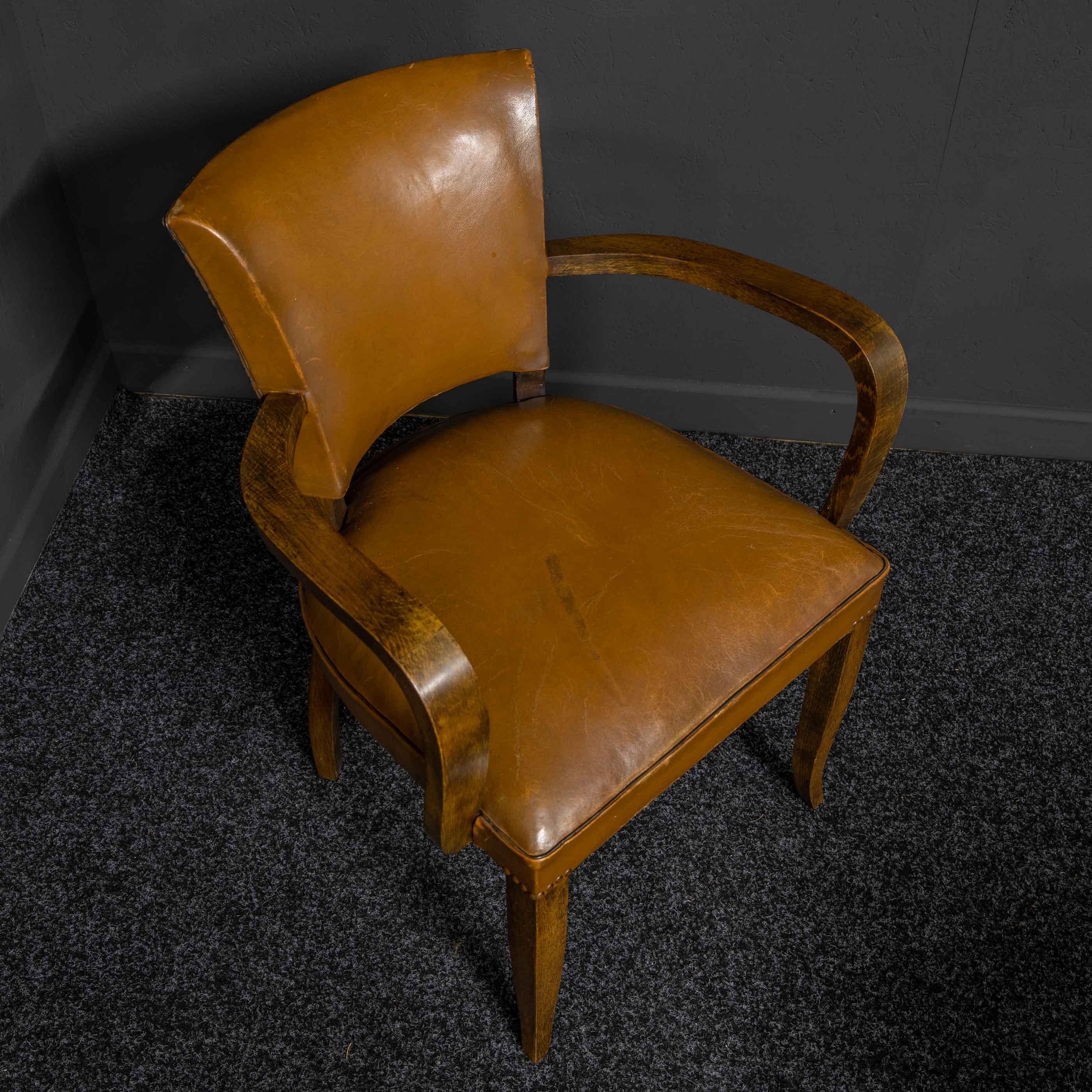 Leather Pair of Art Deco Chairs by OXEDOU