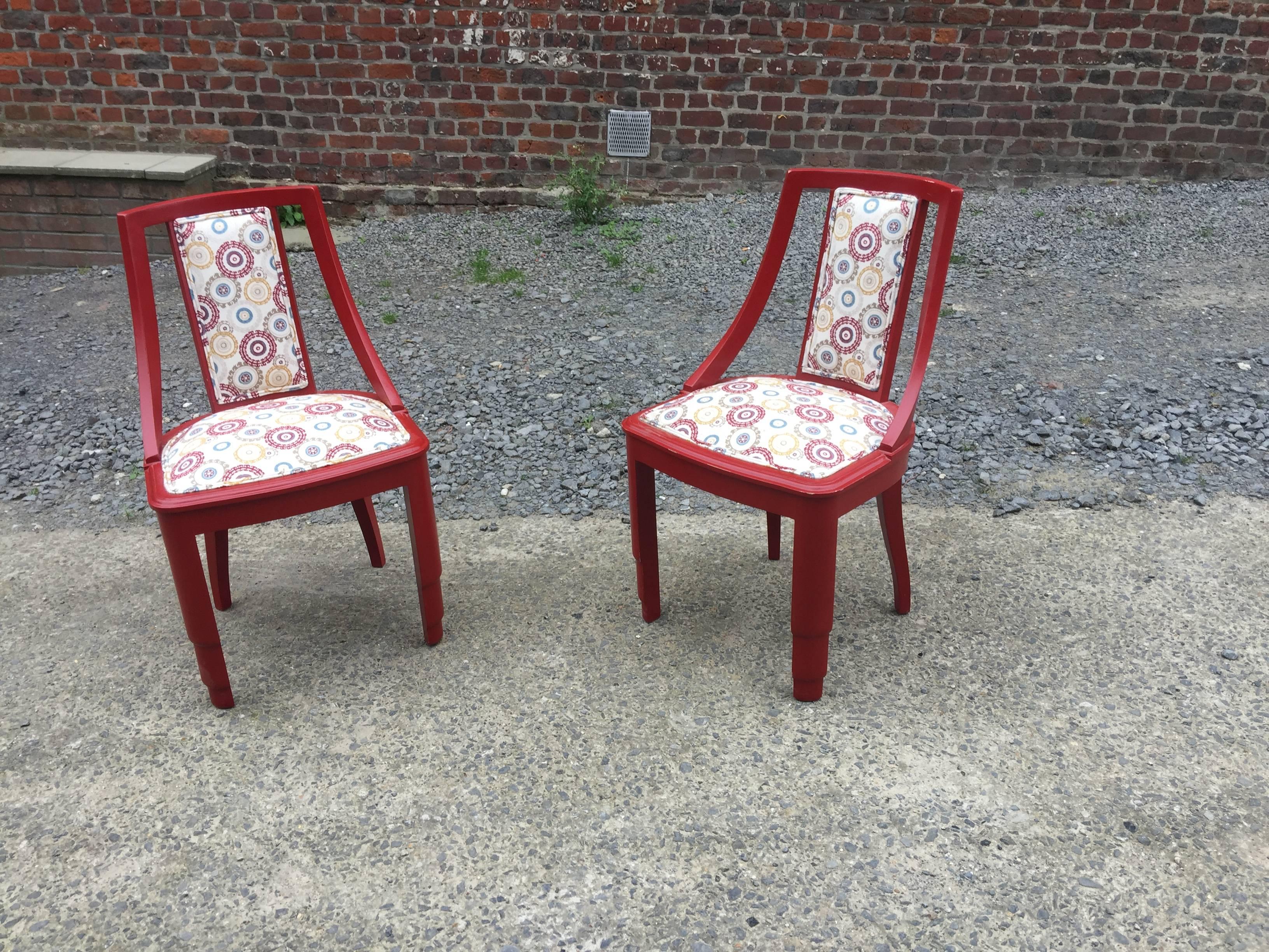 French Pair of Art Deco Chairs, circa 1930 For Sale