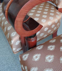 Art Deco Armchairs by Counot Blandin, Beech Wood, Upholstered, France