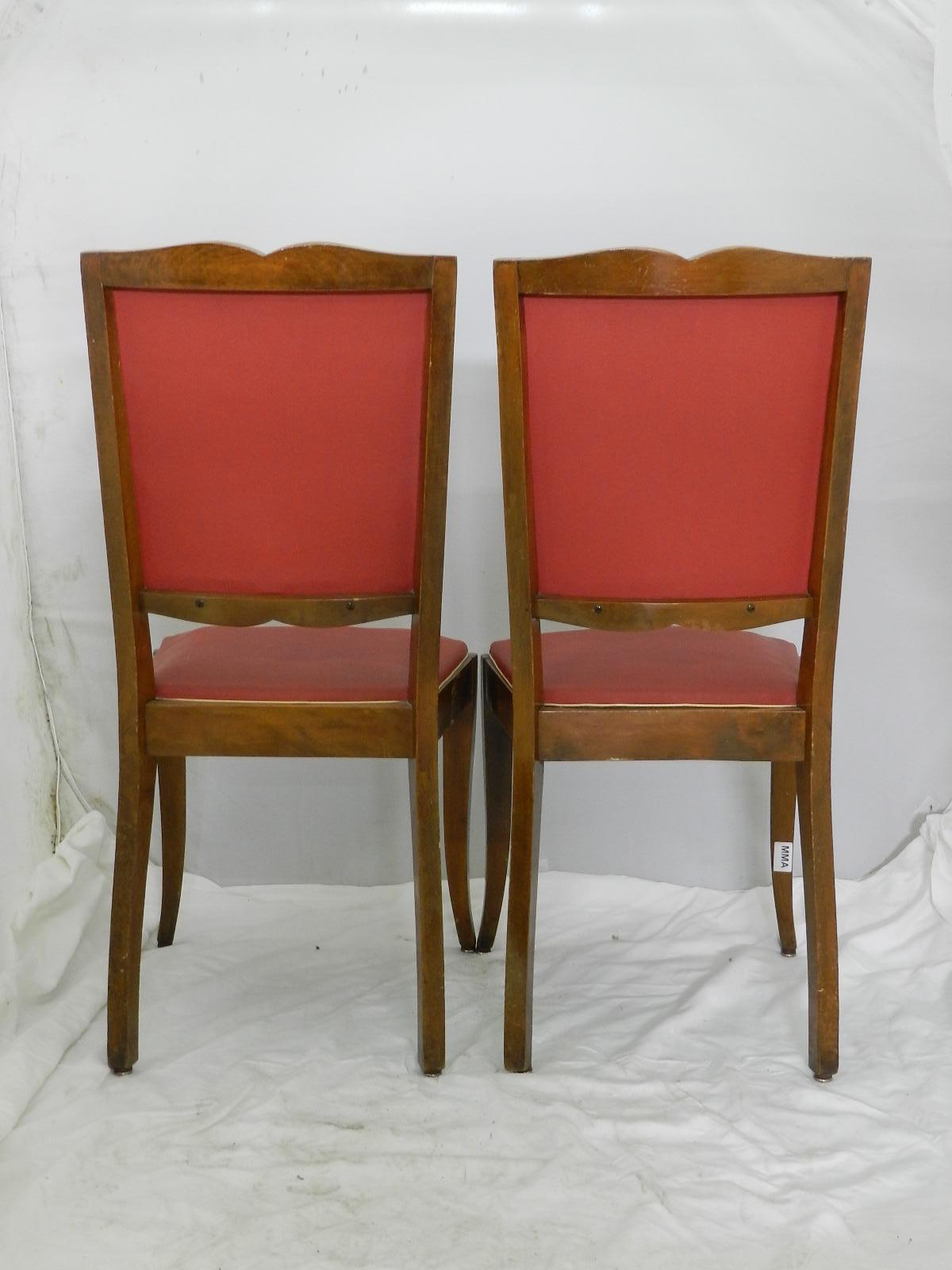 20th Century Pair of Art Deco Chairs Moustache Back French, circa 1930