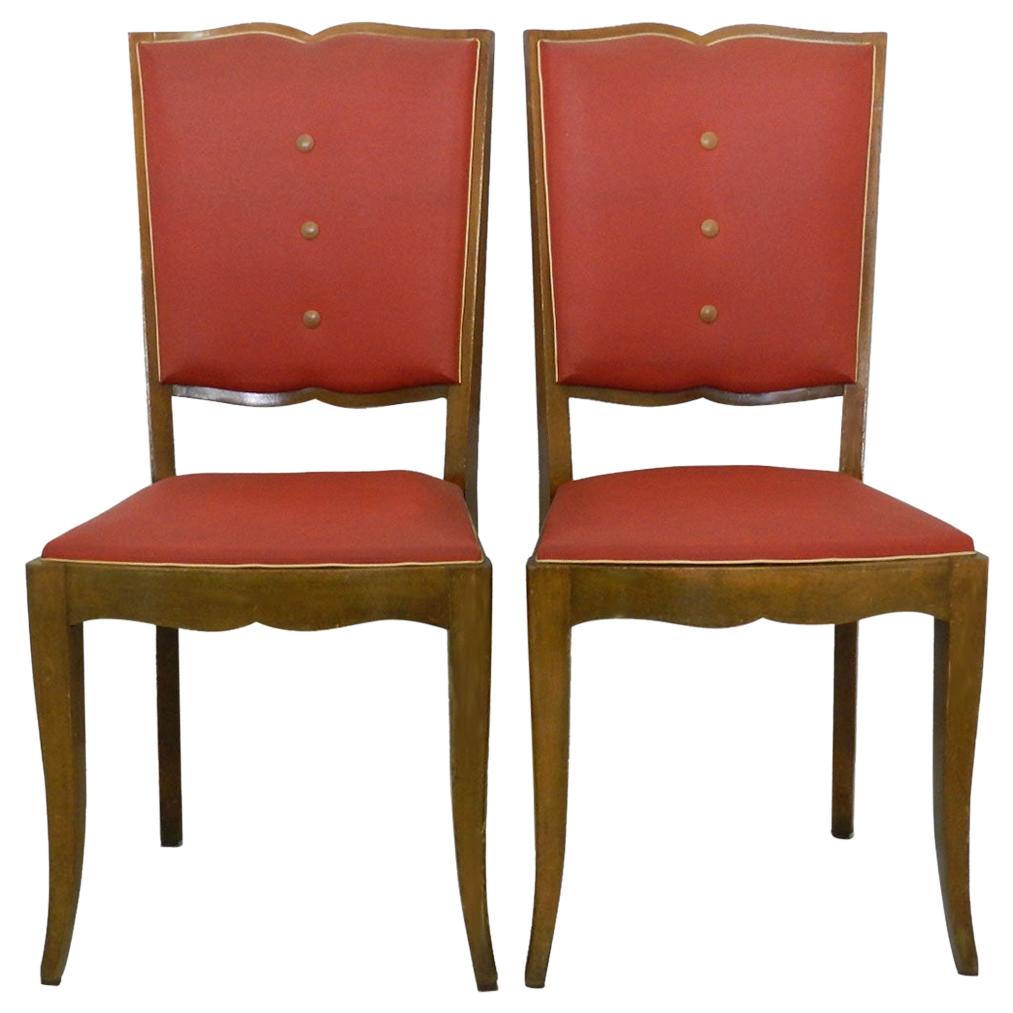 Pair of Art Deco Chairs Moustache Back French, circa 1930