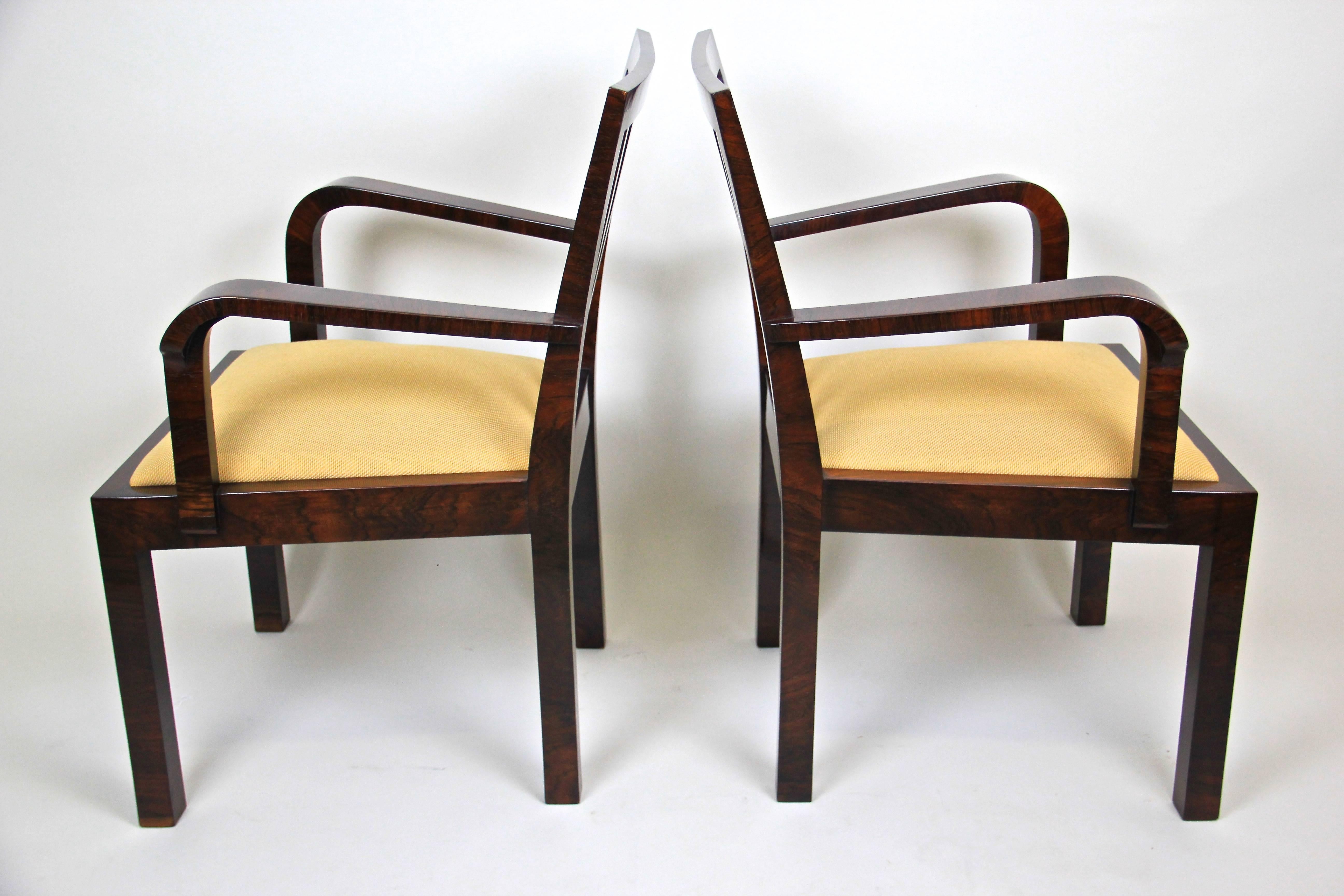 20th Century Pair of Art Deco Chairs Newly Upholstered, Austria, circa 1930