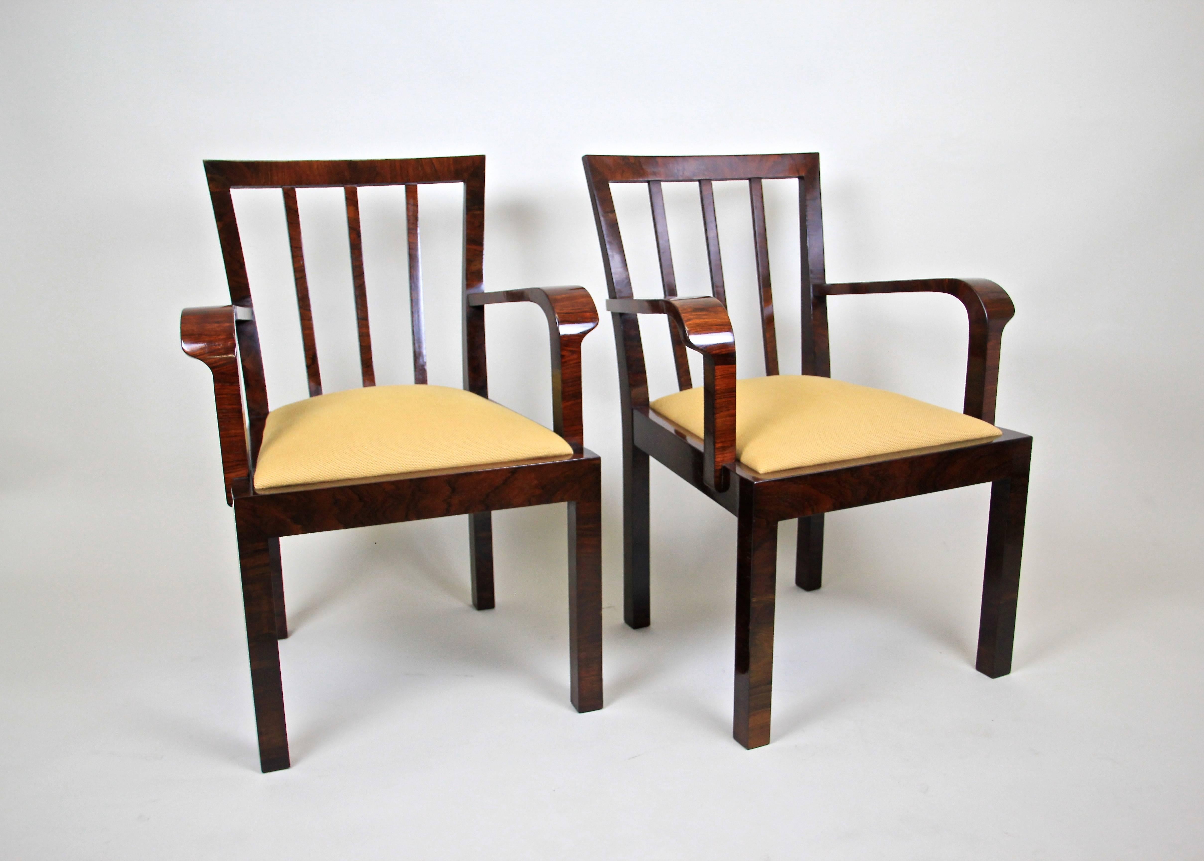 Fabric Pair of Art Deco Chairs Newly Upholstered, Austria, circa 1930
