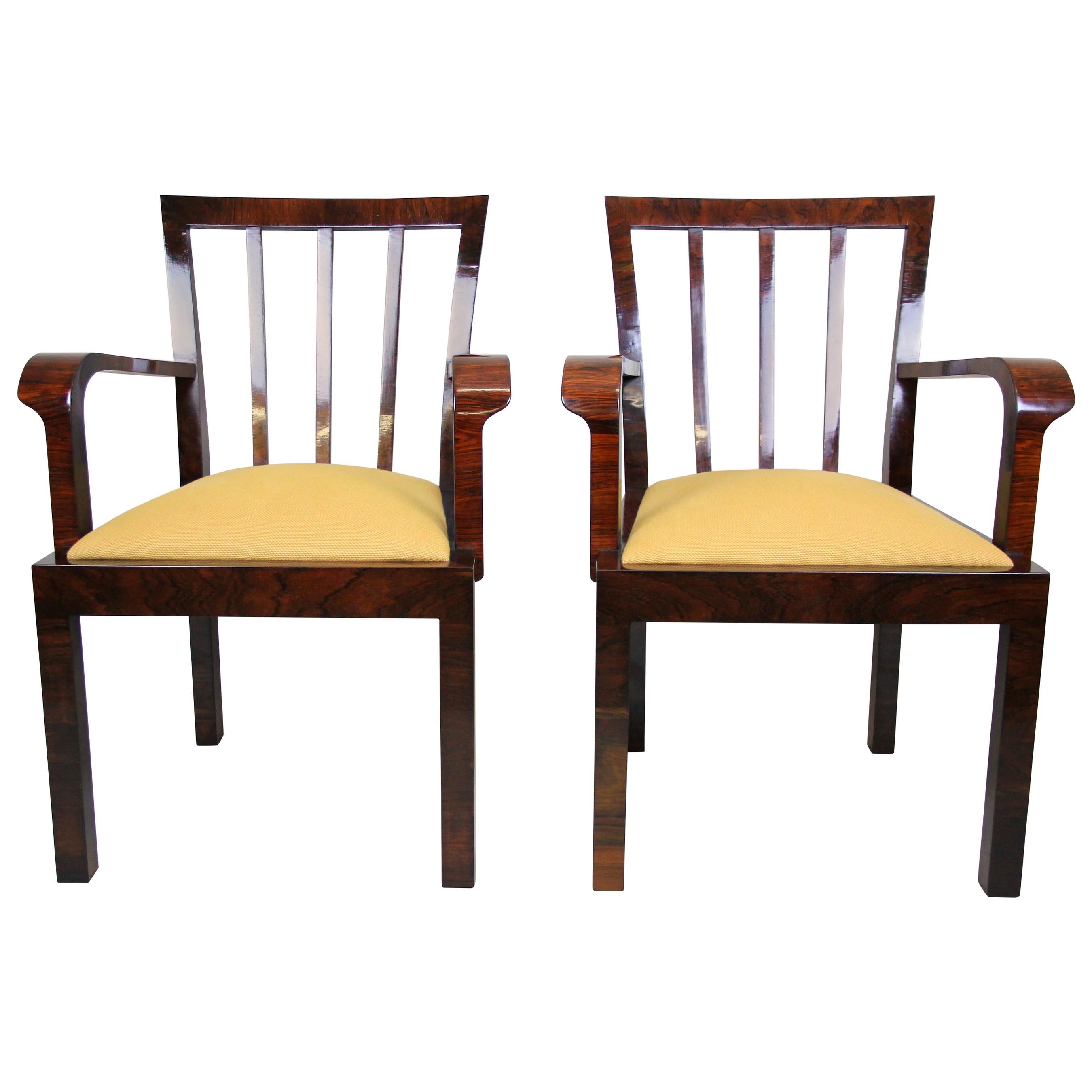 Pair of Art Deco Chairs Newly Upholstered, Austria, circa 1930