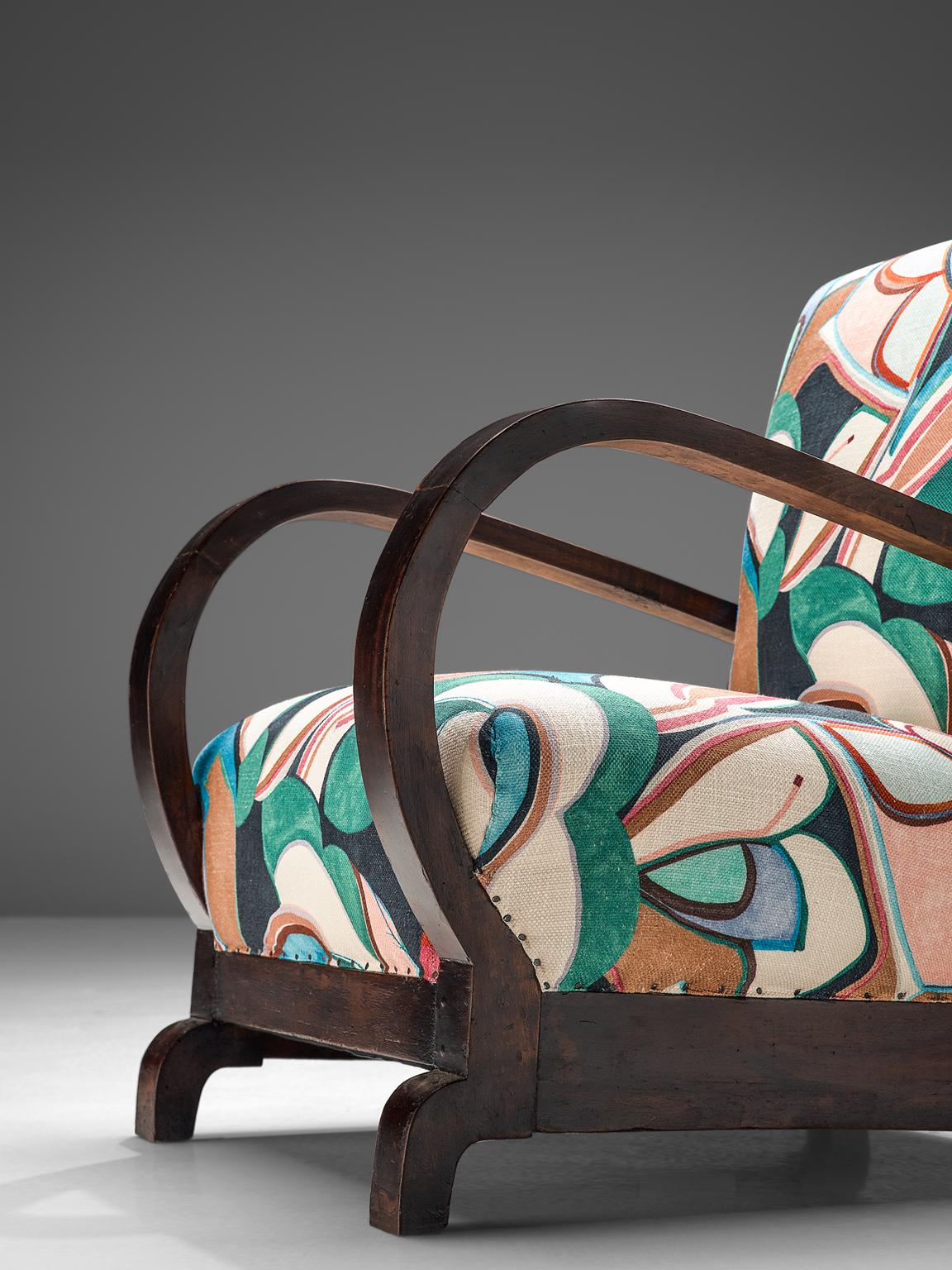 Pair of Art Deco Chairs Reupholstered with a Floral Dedar Fabric 1