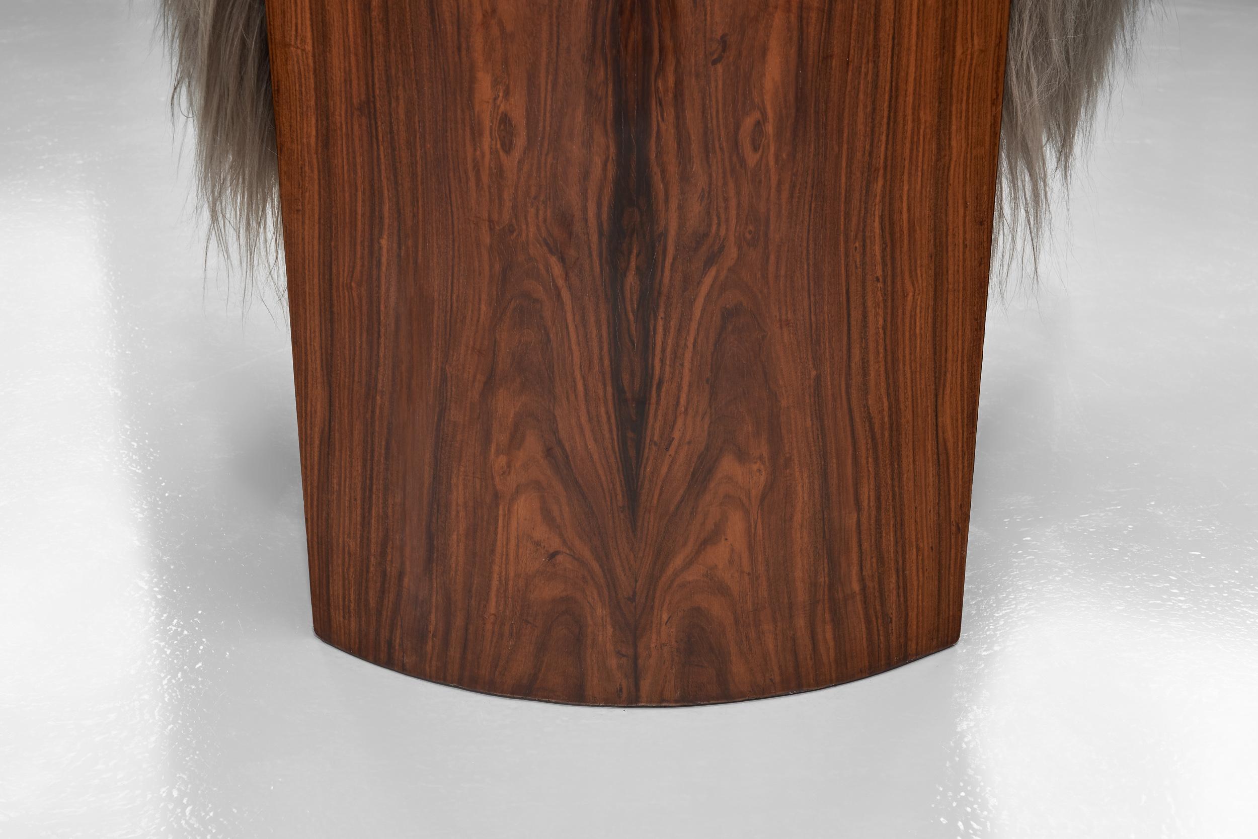 Pair of Art Deco Chairs with Seats in Longhair Fabric, Europe 1930s For Sale 11