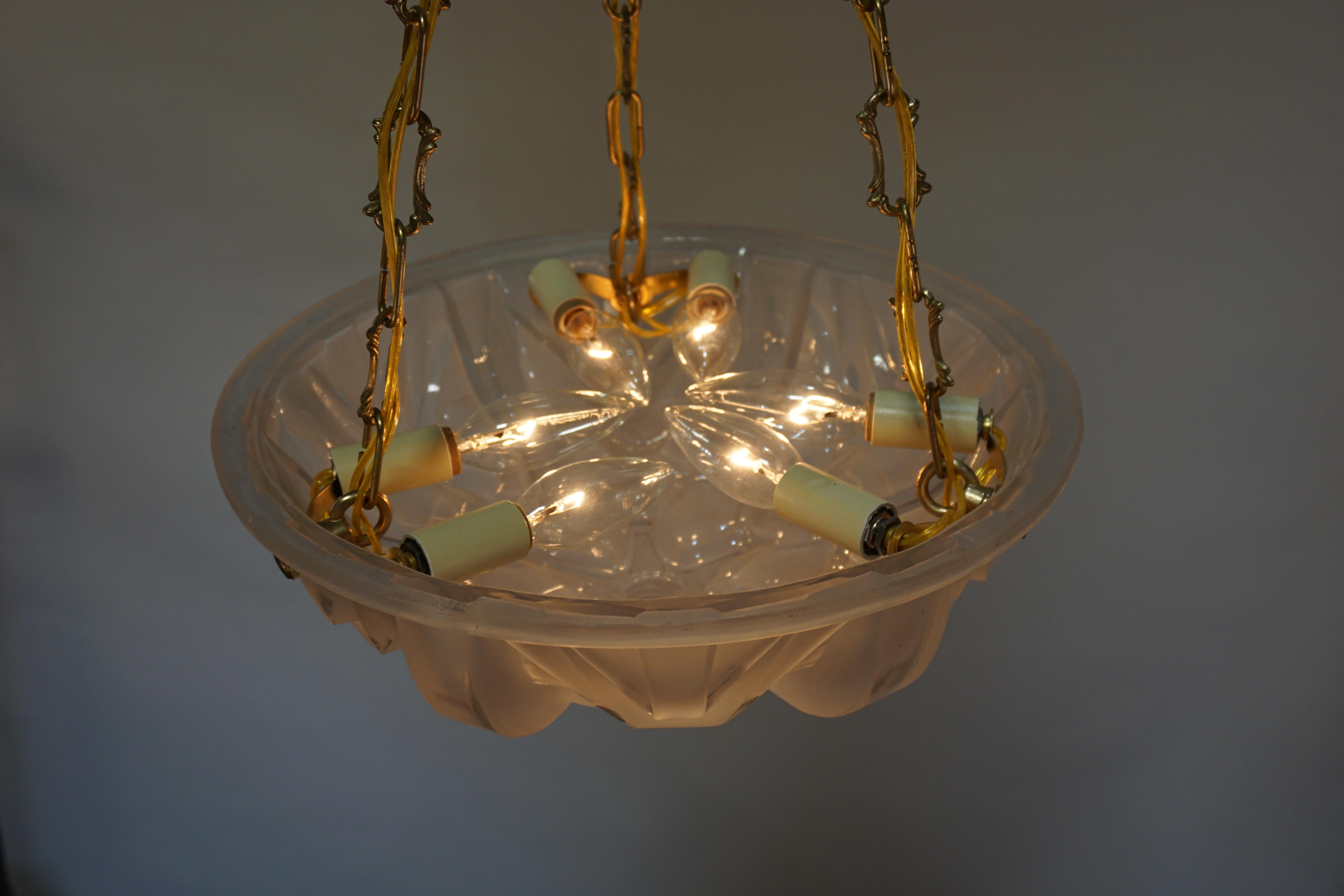 Pair of Art Deco Chandelier by Muller Freres In Good Condition In Fairfax, VA