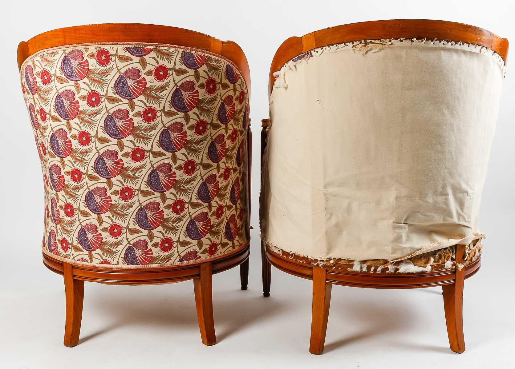 Pair of Art Deco Cherrywood Armchairs, 1930 1