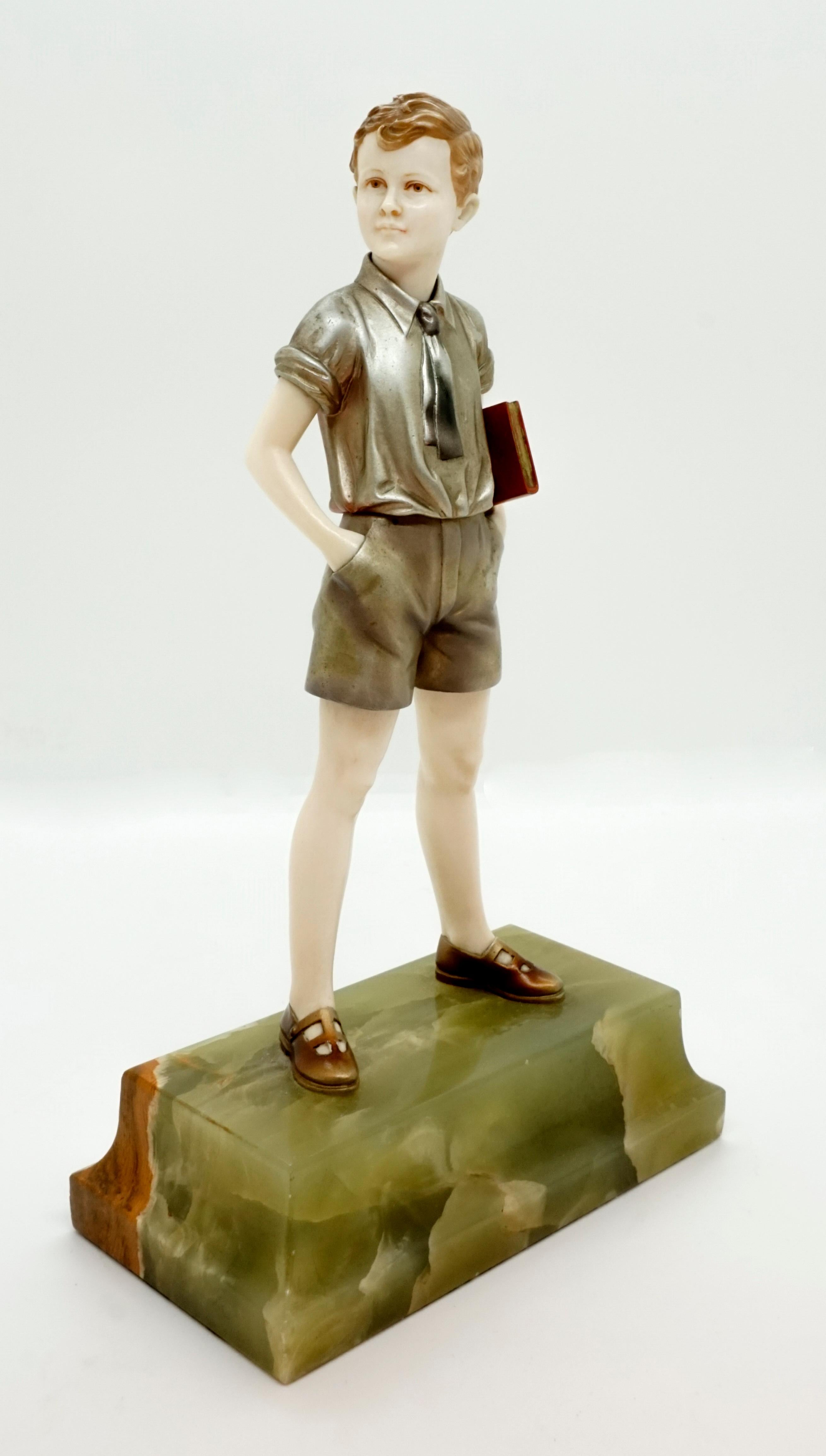 Pair of Art Deco Child Figurines 'Hoop Girl' & 'Sunny Boy' by Ferdinand Preiss 2