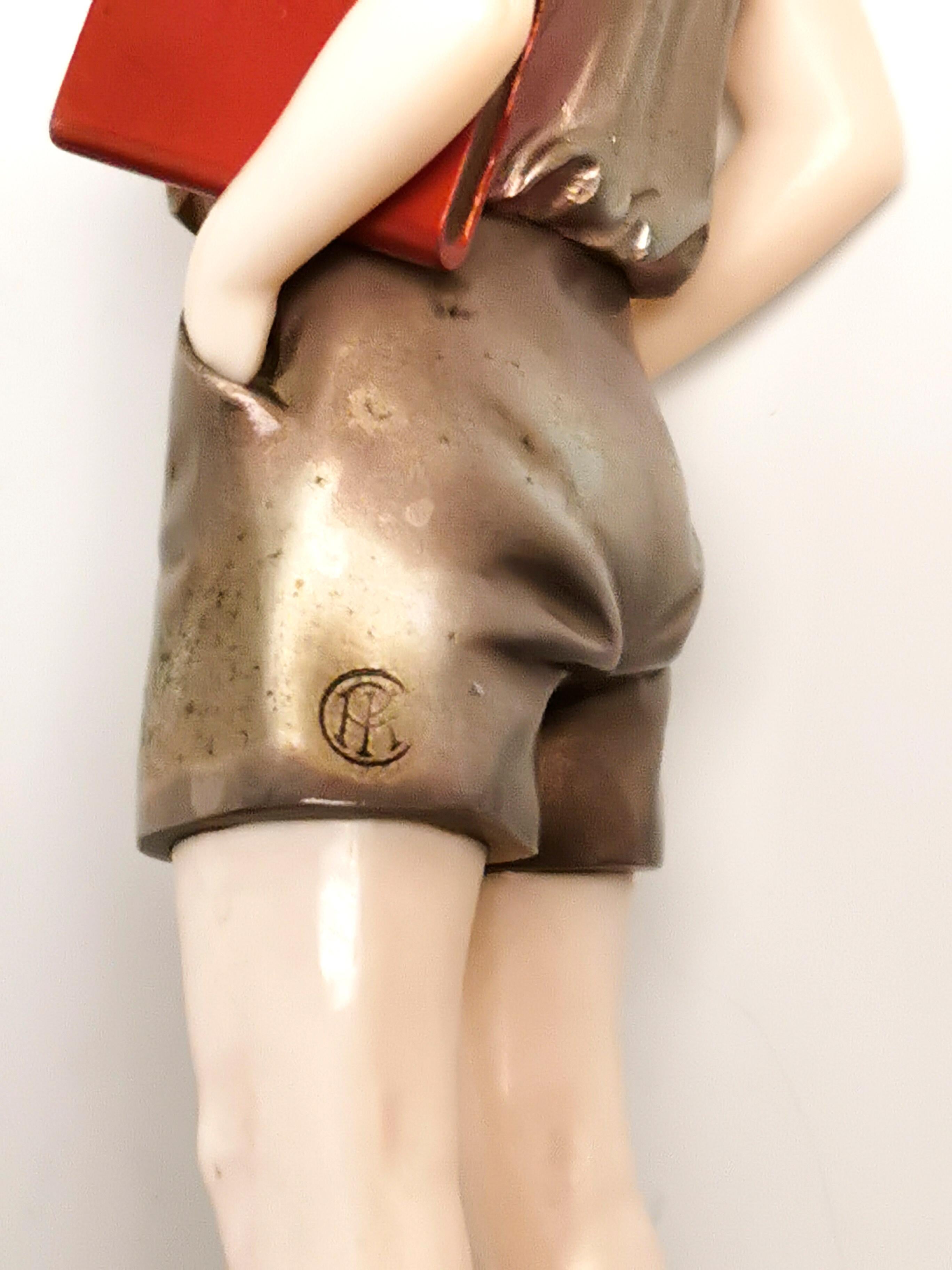 Pair of Art Deco Child Figurines 'Hoop Girl' & 'Sunny Boy' by Ferdinand Preiss 3