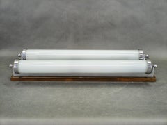 Pair of Art Deco Chrome and Glass Wall Lights, Czechoslovakia
