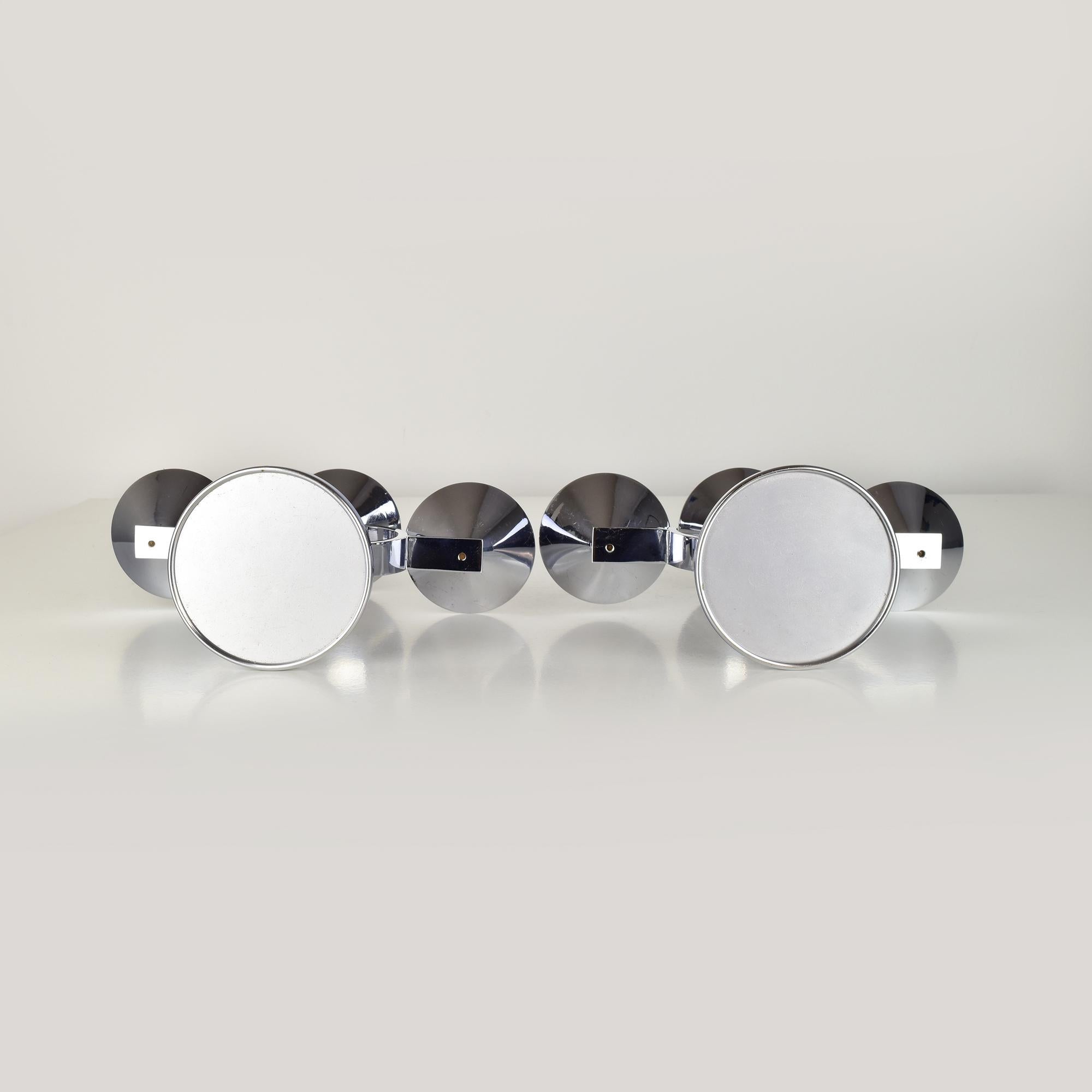 Early 20th Century Pair of Art Deco Chrome Candleholders with Black Bakelite Accents Modernist For Sale